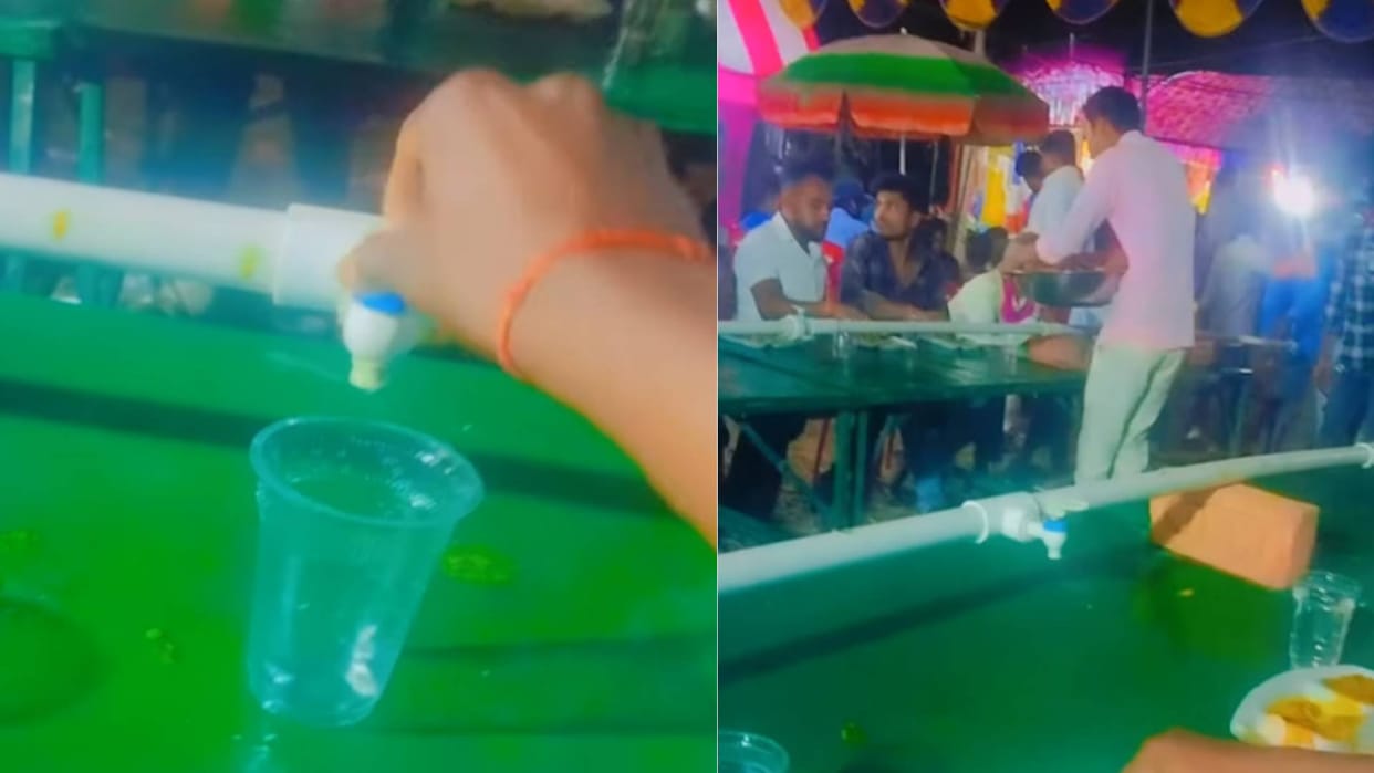 man installed a personal water tap on the dining table at the party video goes viral