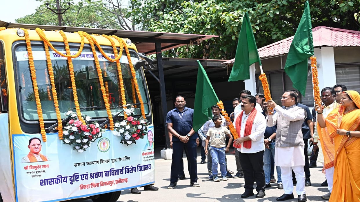 Free bus service for visually and hearing impaired students to commute to and from home and school in CG