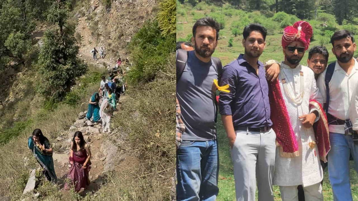 Groom climb seven km distance to take seven rounds Marriage Baraat no road village Baraat Chakrata Dehradun