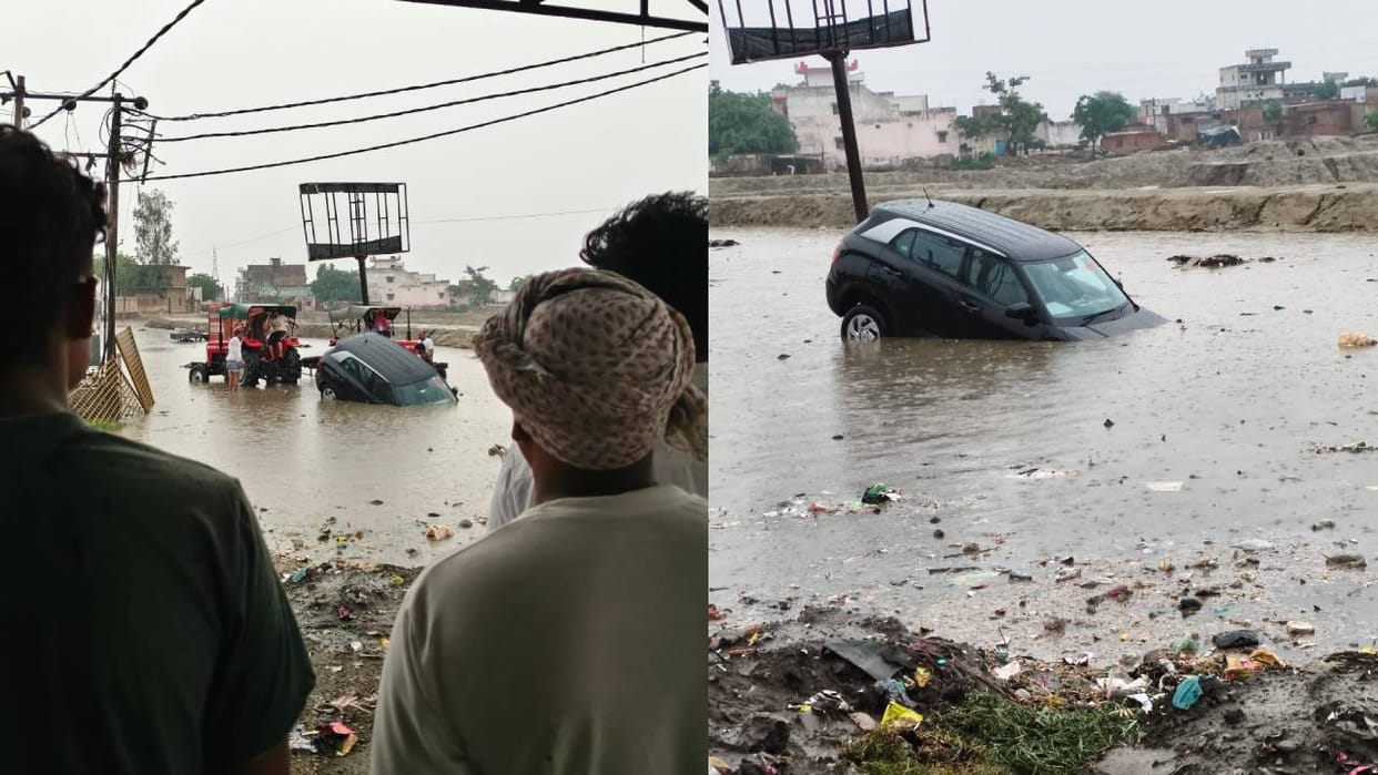 teacher car drowned in water on way to school In Mussoorie