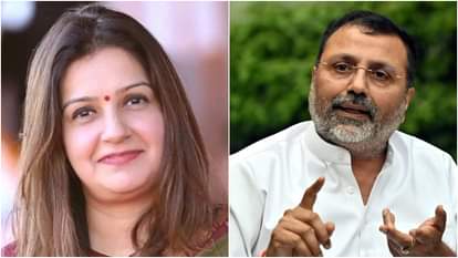 शिवसेना सांसद प्रियंका चतुर्वेदी और भाजपा सांसद निशिकांत दुबे।