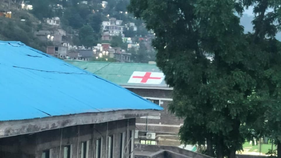 Red Cross built on the roof of District Hospital Poonch