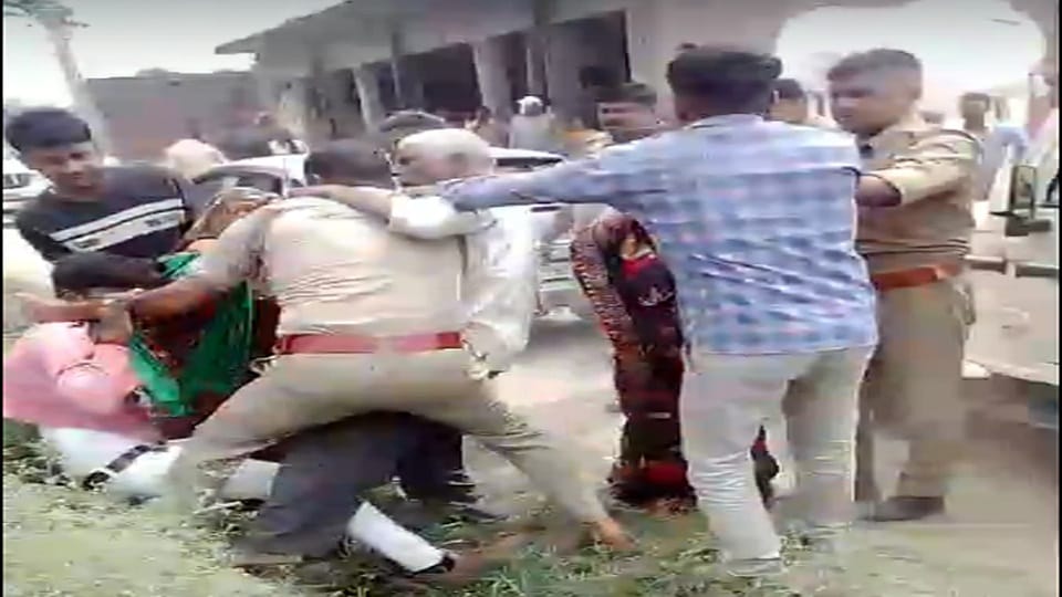 Villagers got angry due to theft incident scuffle and stone pelting with policemen