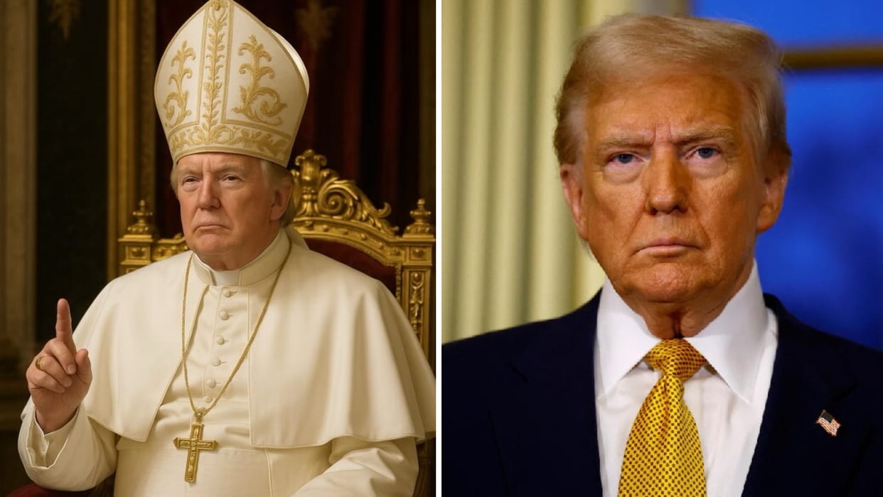 donald trump mocks pope posted ai image users shows anger called blasphemy