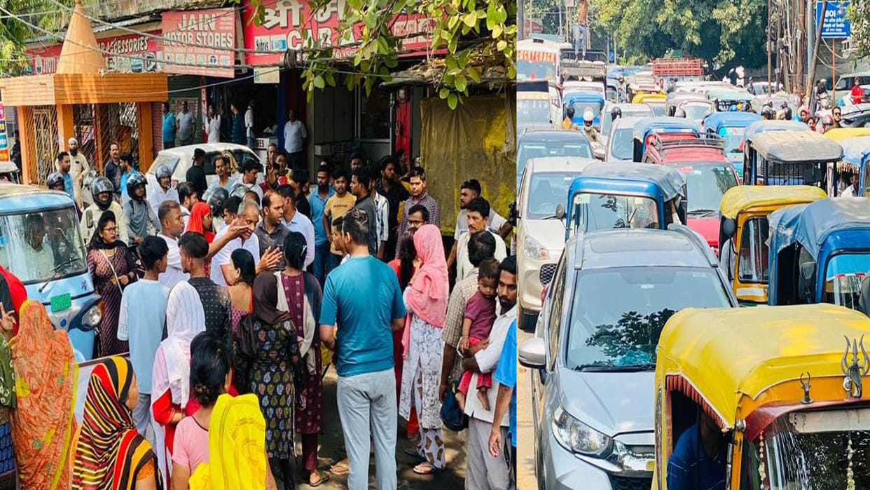 Kanpur: People got angry against opening of liquor shop, blocked road and raised slogans