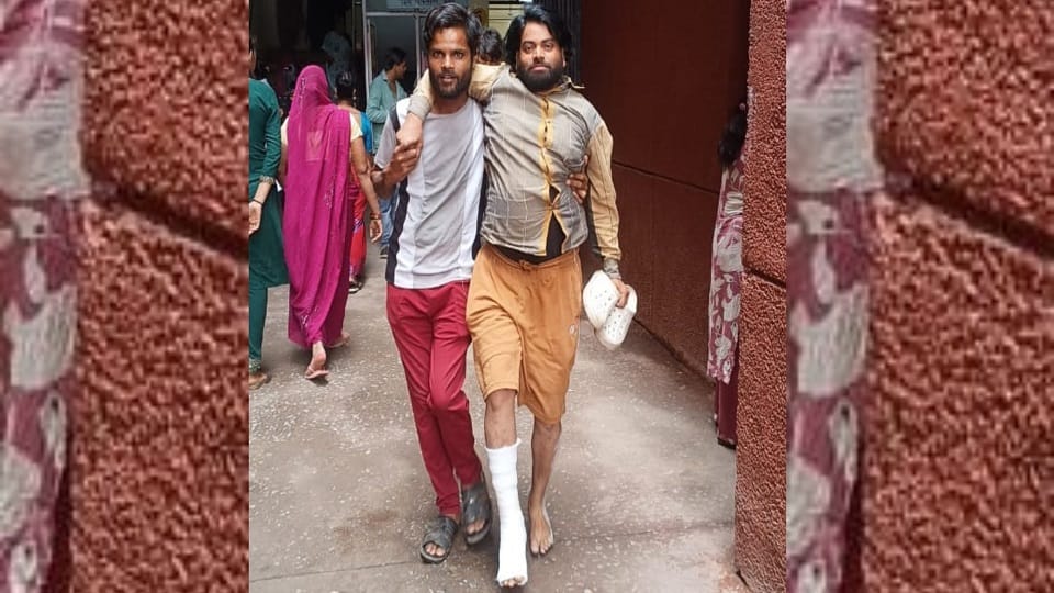 condition of Agra's district hospital  Wheelchairs are not available