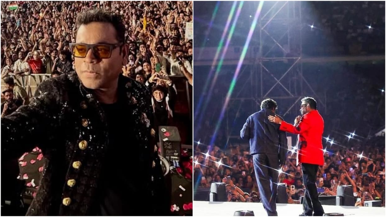 Dhanush Surprise Entry In AR Rahman Mumbai Concert He Sing A Song With Music Legend
