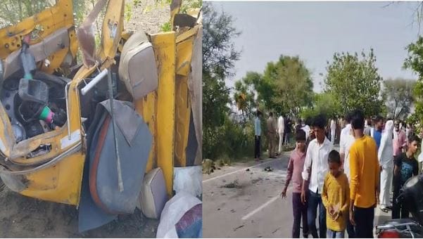 Four people including three brothers crushed by container after accident with tempo and thar