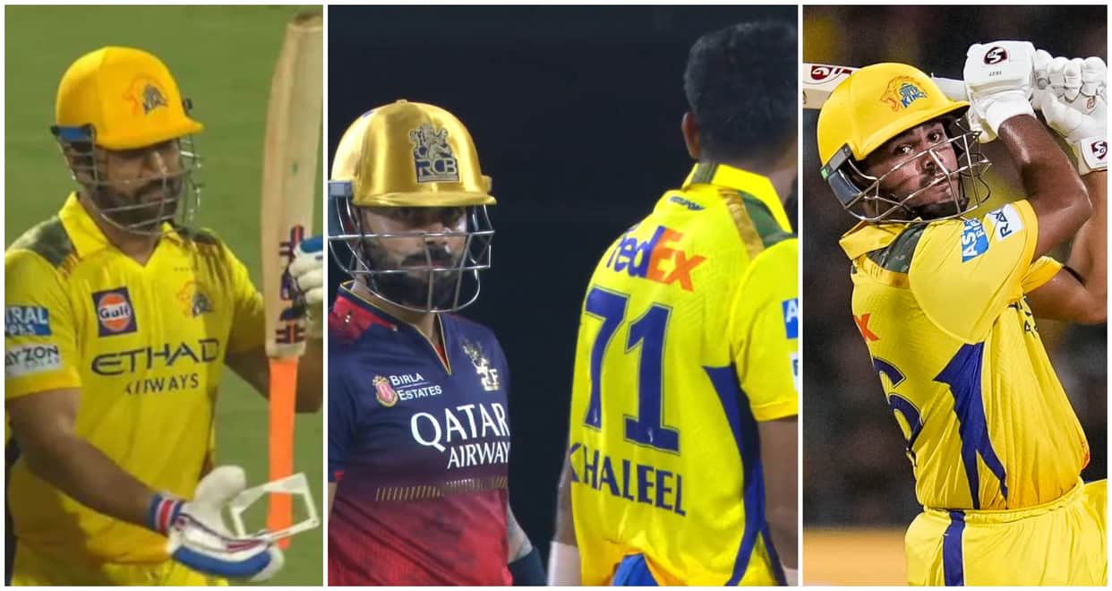 RCB vs CSK IPL special moments: Dhoni bat check umpire; Kohli clash with Khaleel; Ayush Mhatre vs Bhuvneshwar