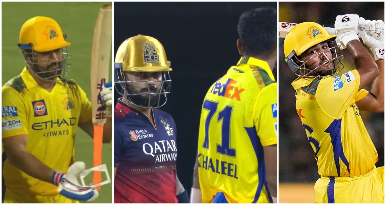 RCB vs CSK IPL special moments: Dhoni bat check umpire; Kohli clash with Khaleel; Ayush Mhatre vs Bhuvneshwar