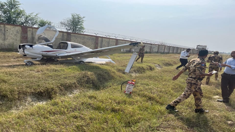 Trainee plane crashes in Aligarh hits airport wall