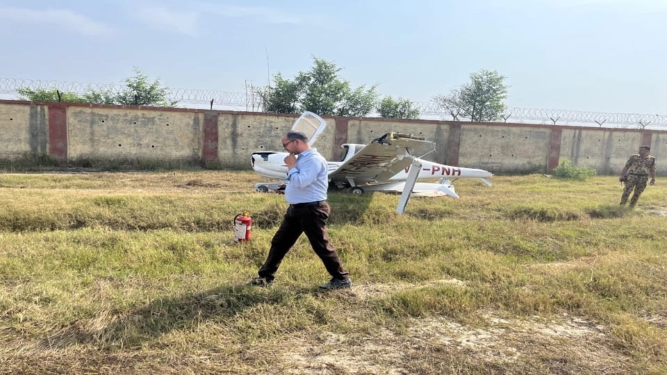 Trainee plane crashes in Aligarh hits airport wall