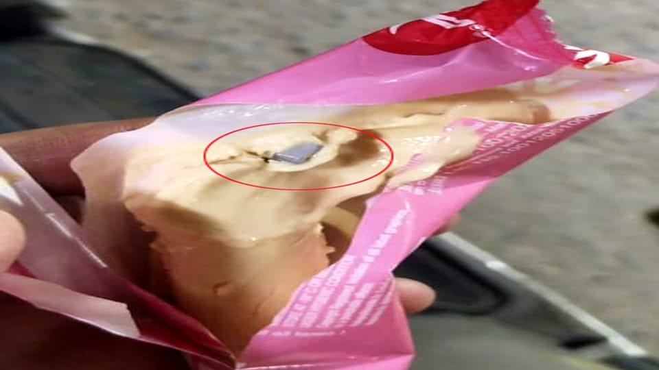 Iron bolt found in ice cream