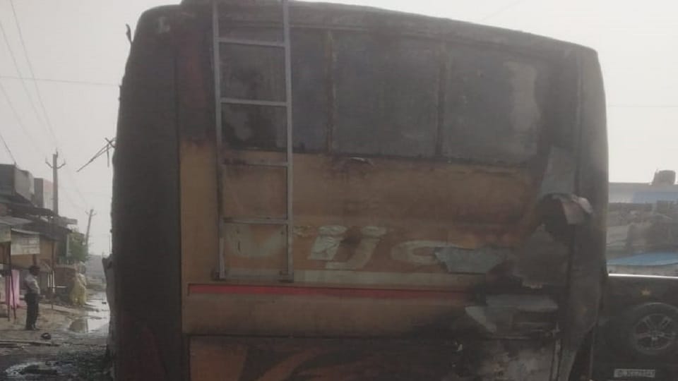 Fire broke out in Bus at Rohtak