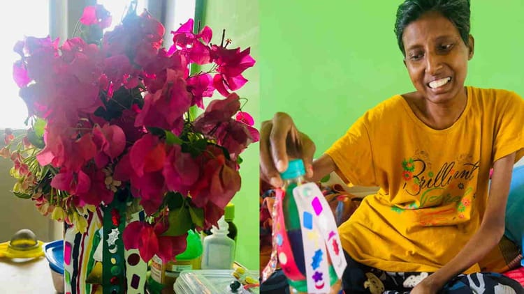 Rishikesh: मौत से संघर्ष पर जिंदगी जिंदा है...कैंसर से जूझ रही मीना; अस्पताल में बना रही कलात्मक गुलदस्ते