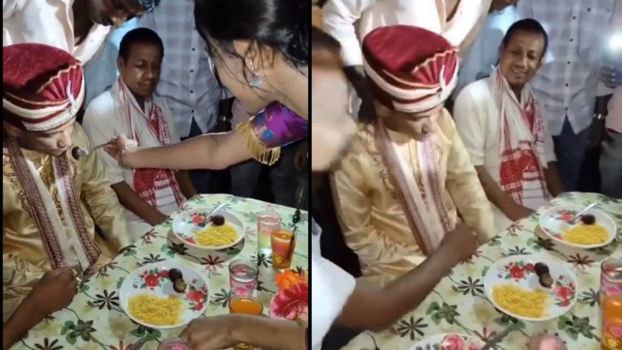 Sister in law was becoming smart in the ritual of feeding sweets Video goes Viral on Internet in Hindi