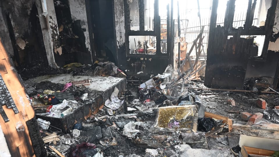 Kanpur Fire Incident fire on ground floor and lock on stairs to roof see photos