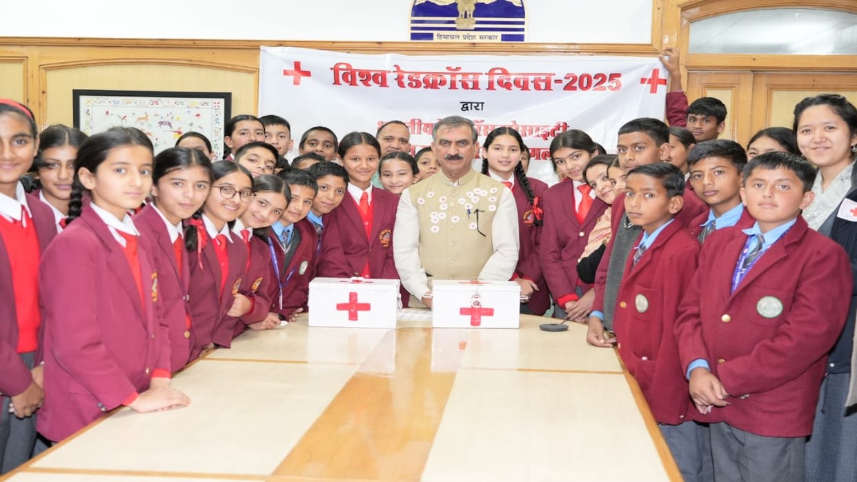 Children and Red Cross volunteers met Chief Minister Sukhwinder Sukhu