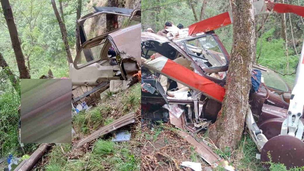 Helicopter Crash Uttarkashi Broke Into Two Pieces Bodies Were Taken Out By  Cutting Helicopter, Pictures - Amar Ujala Hindi News Live - Uttarkashi  Helicopter Crash:खाई में गिरते ही हुए दो टुकड़े...हेलिकॉप्टर को