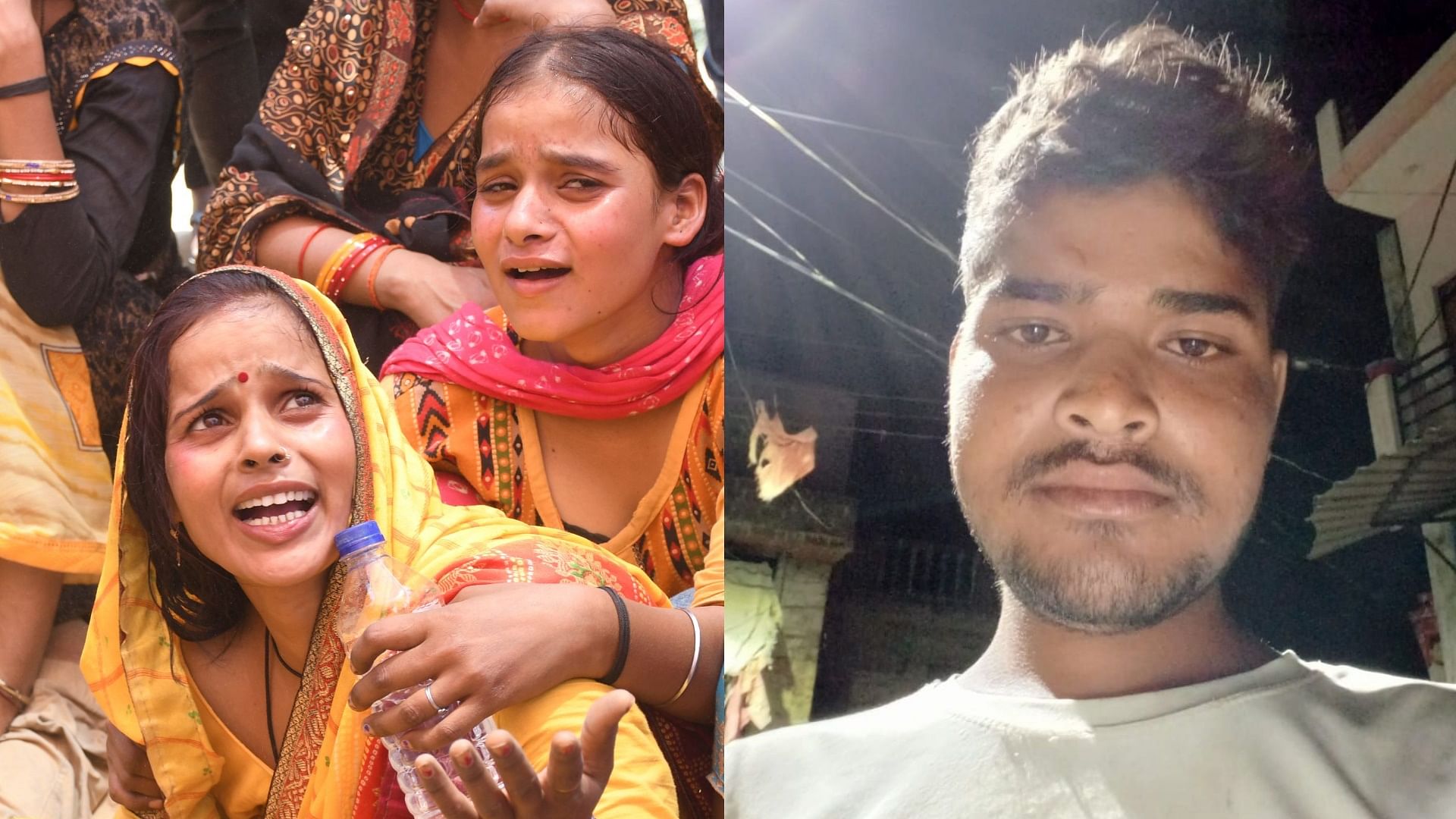 मौत के बाद बिलखते सूरज (दायें) के परिजन।