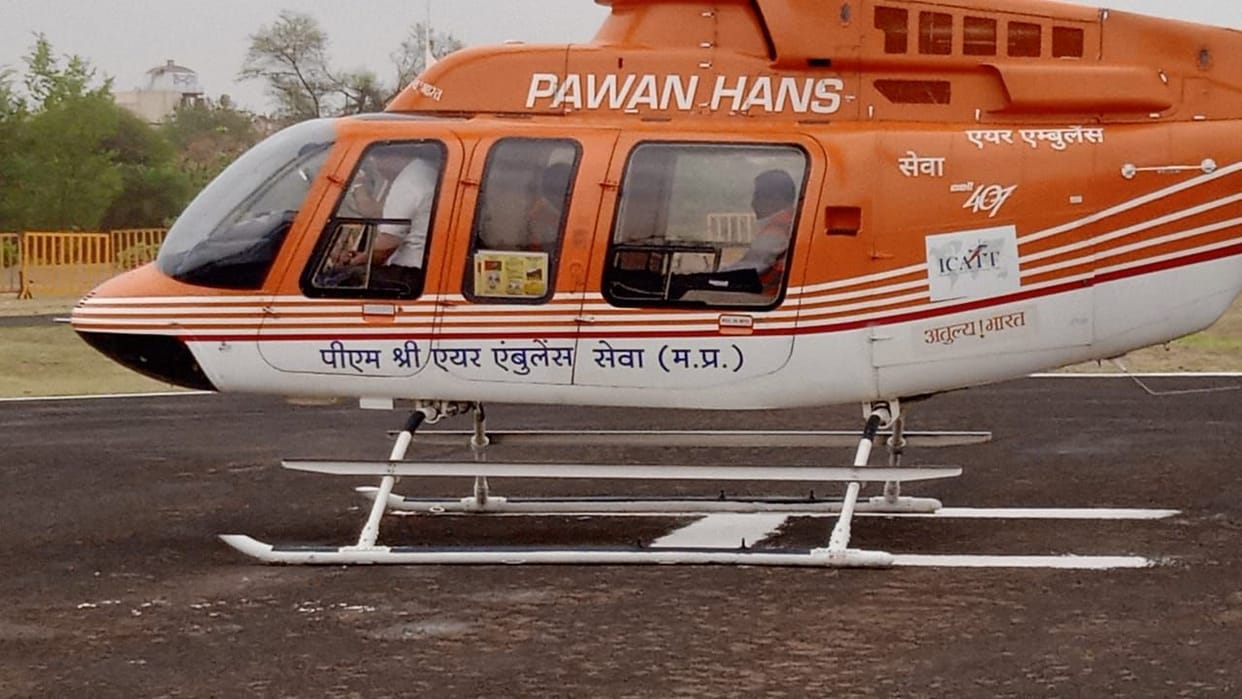 MP: Mock drill of PM Shri Air Ambulance Service in Bhopal, dummy patient airlifted from BU helipad