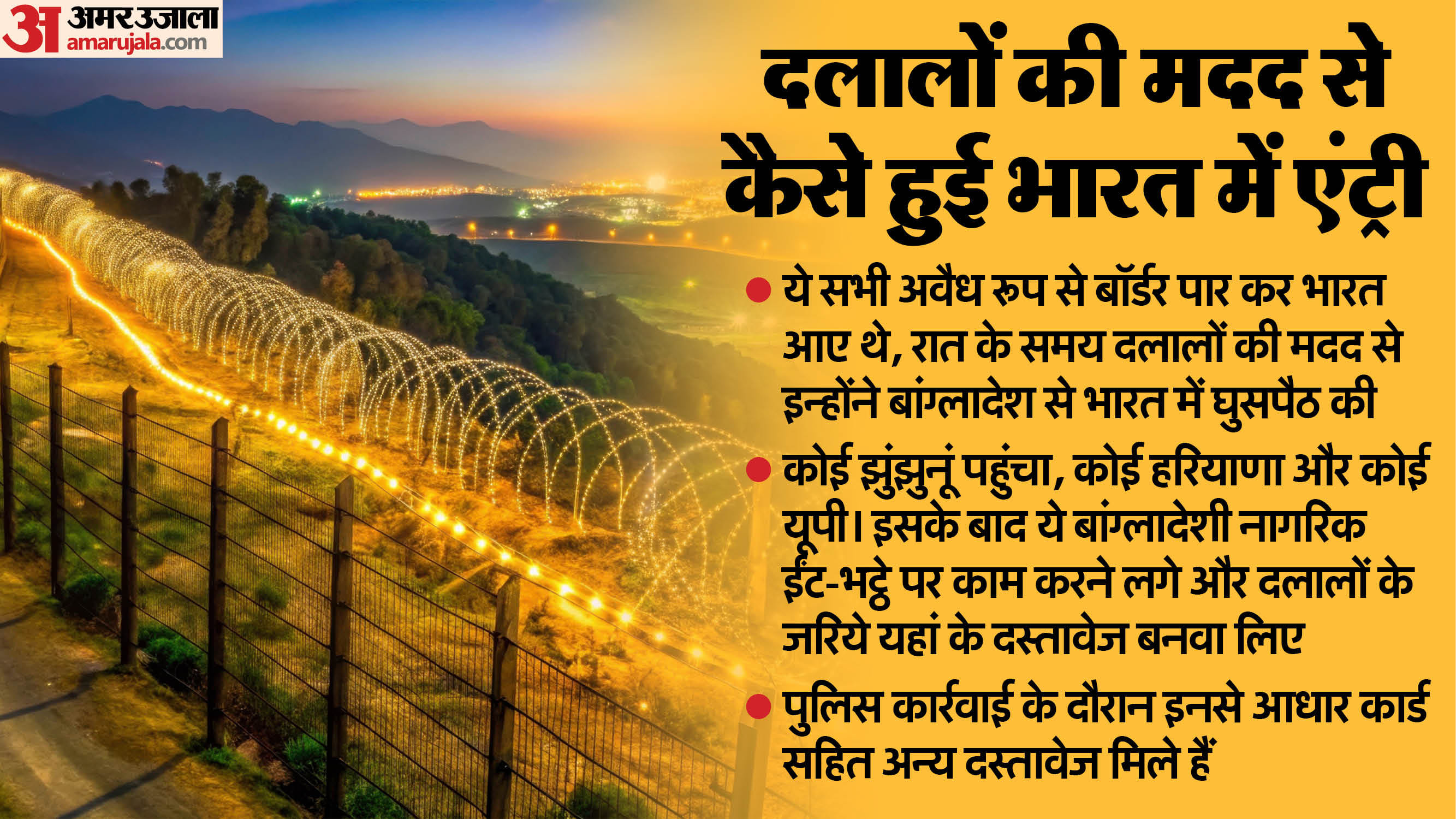 Bangladeshi Infiltration in Rajasthan Jhunjhunu Border Crossed for ₹5,000 Aadhaar Made for ₹150