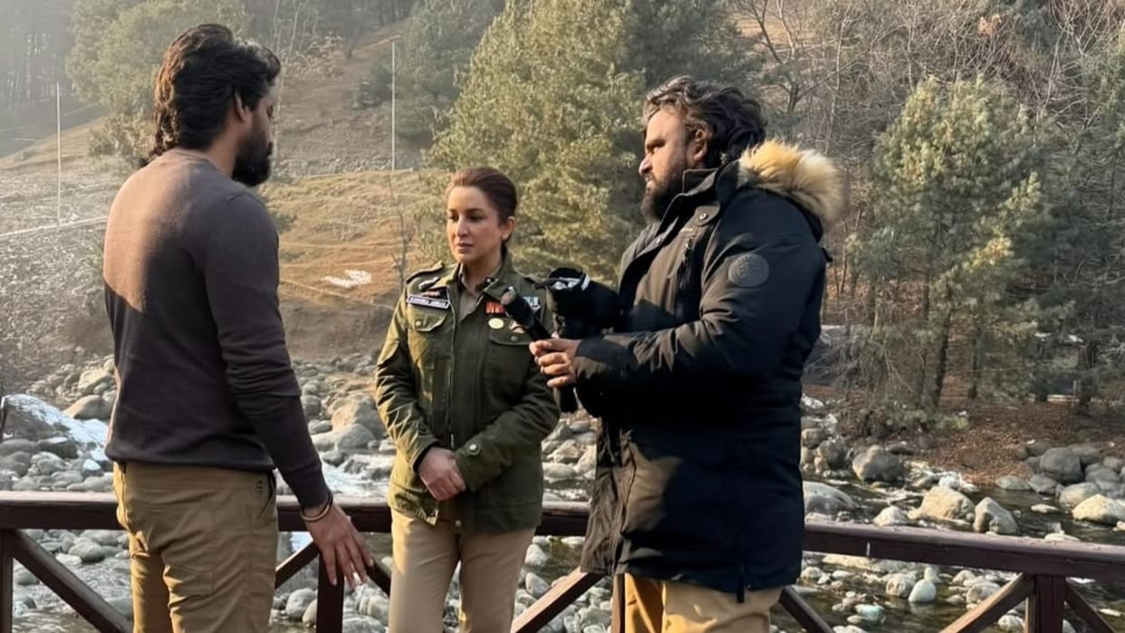 Hit 3 Nani film BTS Photos from jammu kashmir share by Tisca Chopra in police Officer on instagram say magical