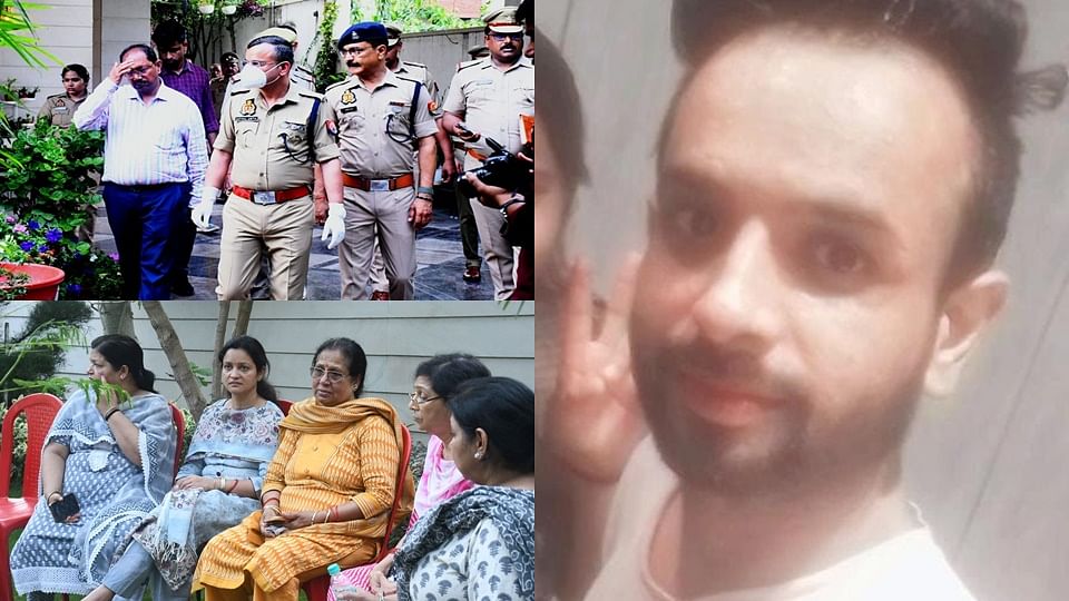 मुरादाबाद में प्रमोद रस्तोकी हत्याकांड की जांच करती पुलिस और आरोपी