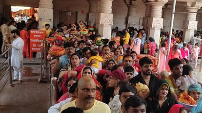 Vindhyachal Dham: विंध्य धाम में दर्शन के लिए श्रद्धालुओं का लगा तांता, वैशाख शुक्ल द्वादशी तिथि पर उमड़ी भीड़ Devotees worshiped at Vindhyachal temple on day of Vaishakh Shukla Dwadashi