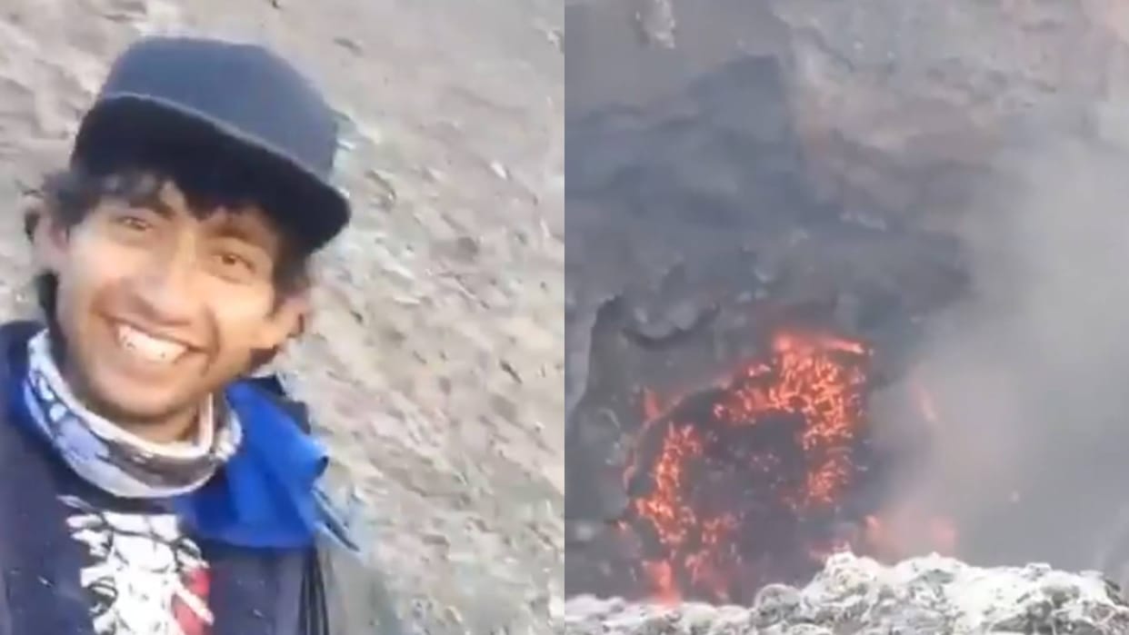 Tourist take Selfie From Volcano in Mexico Video goes viral on Internet see netizens reaction this