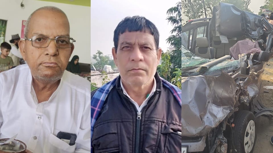 Sambhal: Car collides with canter... Two people including a retired teacher die
