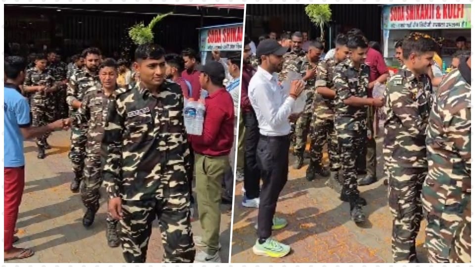 People in Hapur showered flowers on army soldiers going to the border