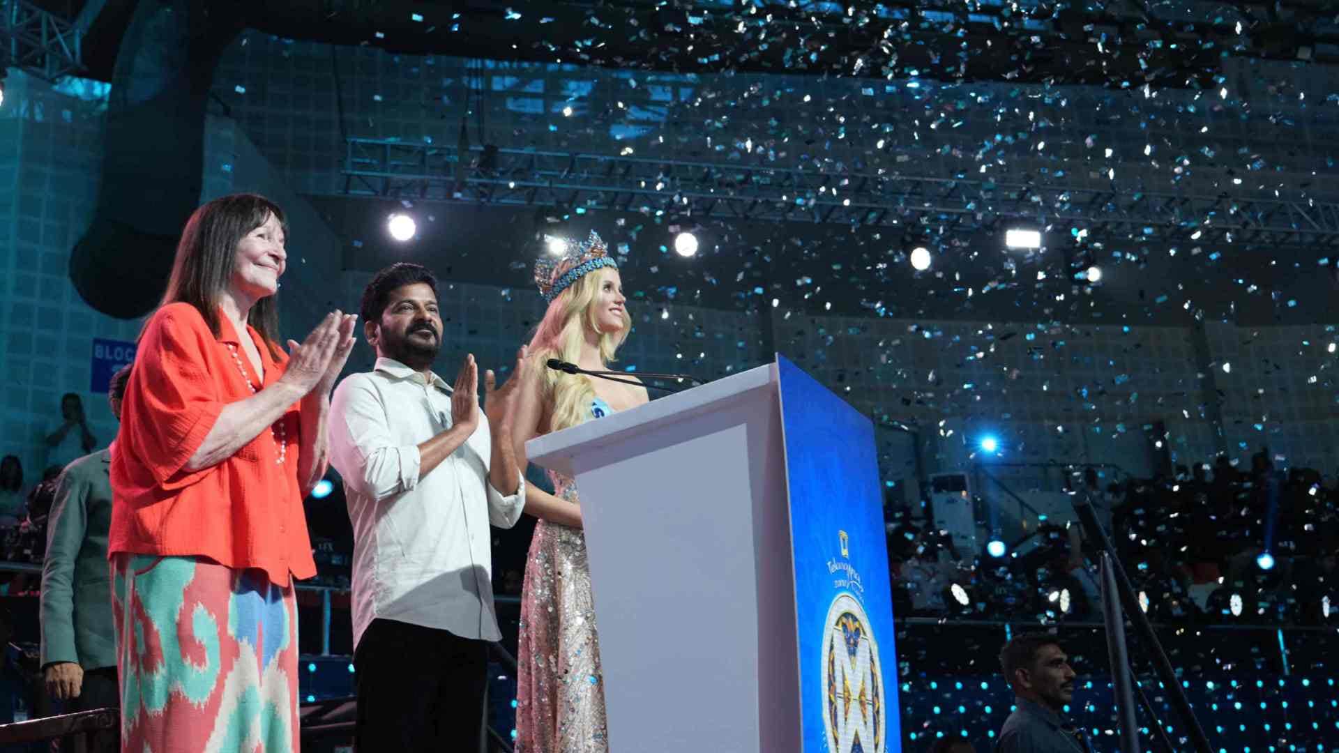 Miss World Festival inauguration graced by Telangana CM Revanth Reddy who extended warm welcome to contestants