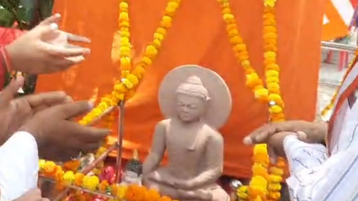 Amethi: Mahatma Buddha's statue installed in the Shiva temple complex.