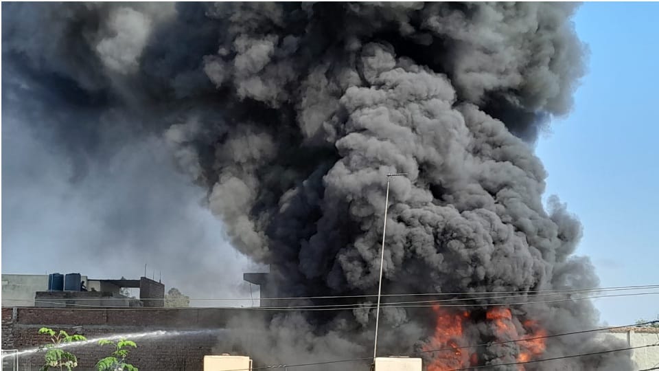 Fire breaks out in ink factory in Panchkula see video