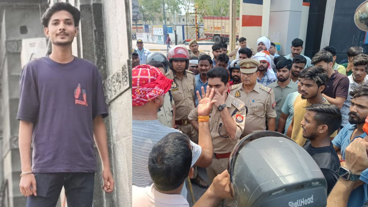 Big road accident in varanasi young man died due to collision with truck loaded with gas cylinders
