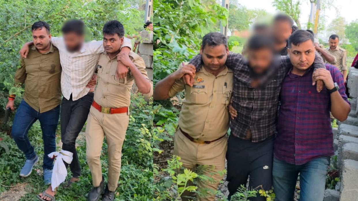 Ghazipur police encounter Two miscreants arrested injured by gun firing