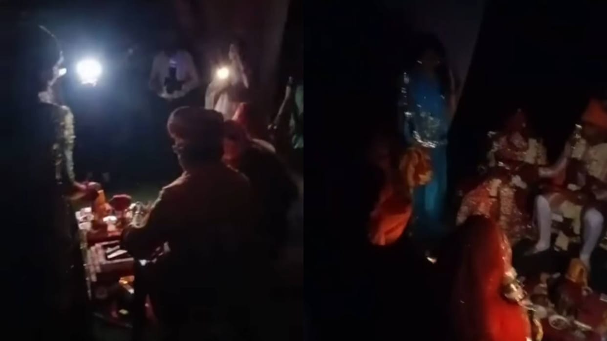 Blackout in Jodhpur Wedding guests showed flash light then the bride and groom took the wedding vows