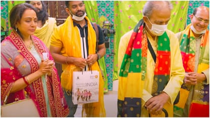 Celebs visited premand maharaj ashram virat anushka ashutosh rana hema malini