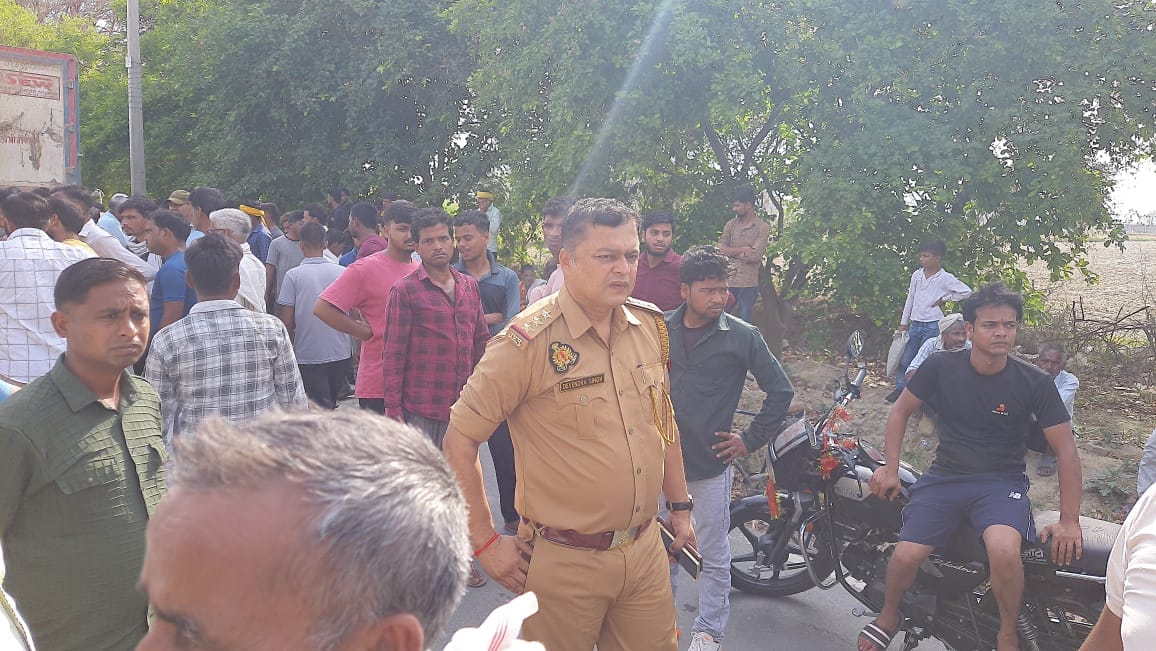 Etawah Accident Student dies after being run over by dumper load with gravel angry villagers try to block road