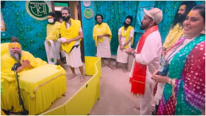 Celebs visited premand maharaj ashram virat anushka ashutosh rana hema malini