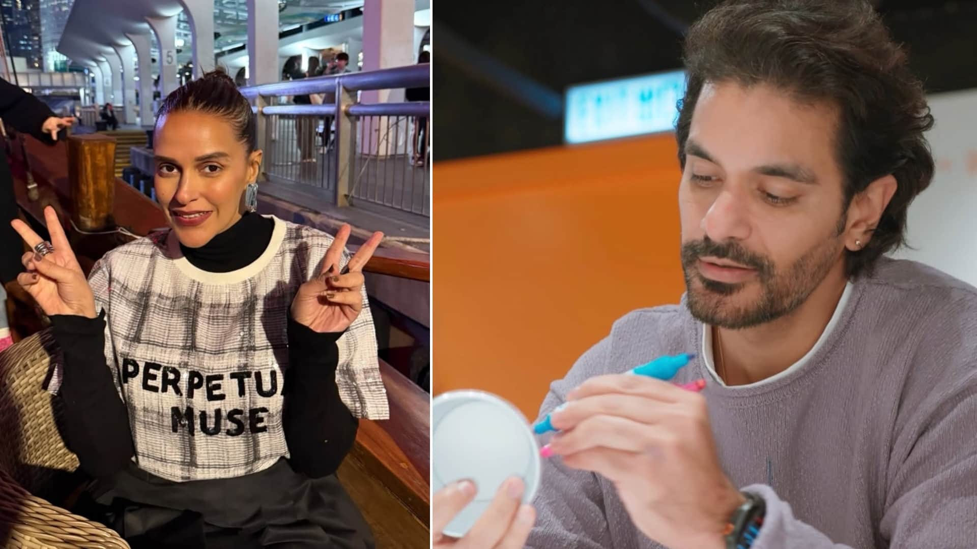 Hong Kong vacation photos with hubby angad bedi and kids shared by Neha dhupia on instagram