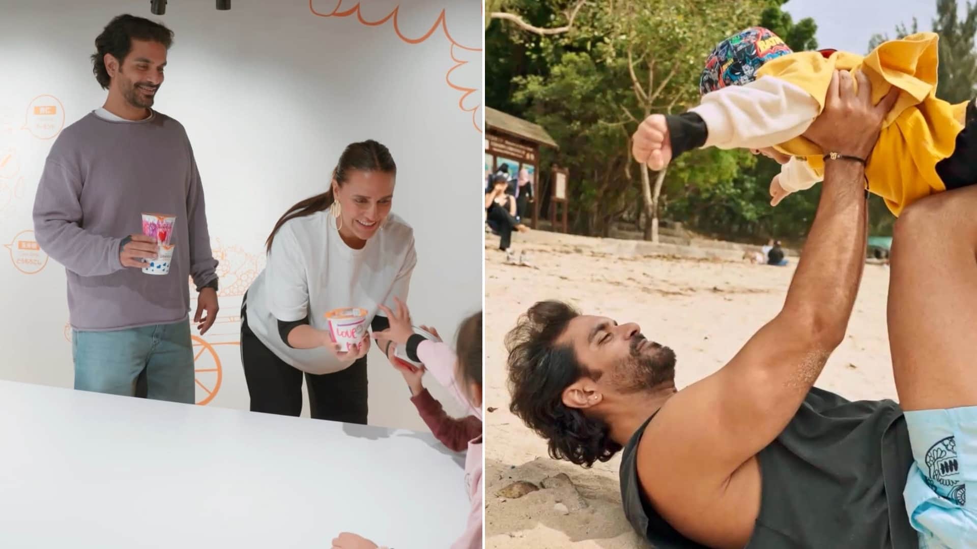 Hong Kong vacation photos with hubby angad bedi and kids shared by Neha dhupia on instagram