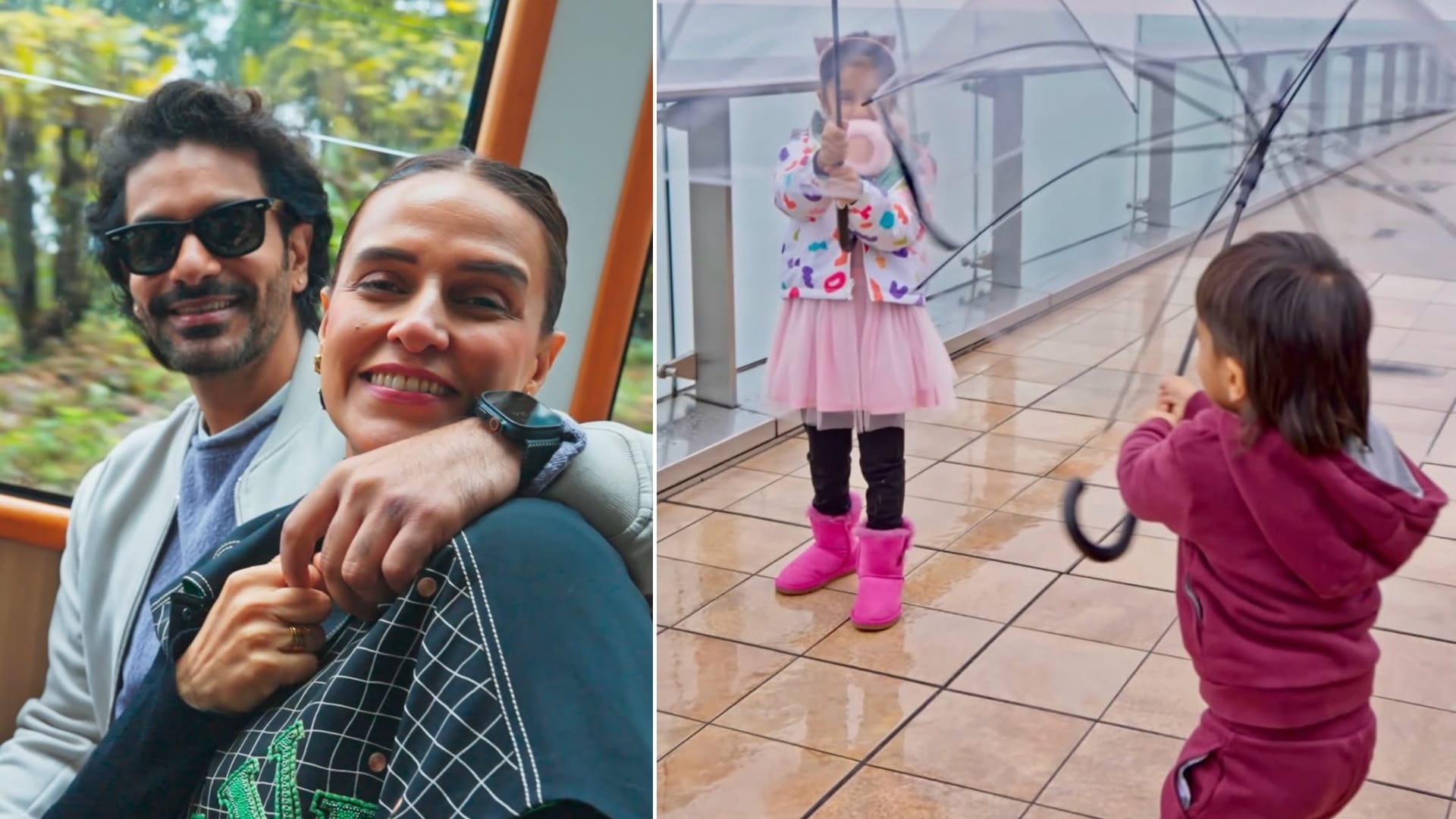 Hong Kong vacation photos with hubby angad bedi and kids shared by Neha dhupia on instagram