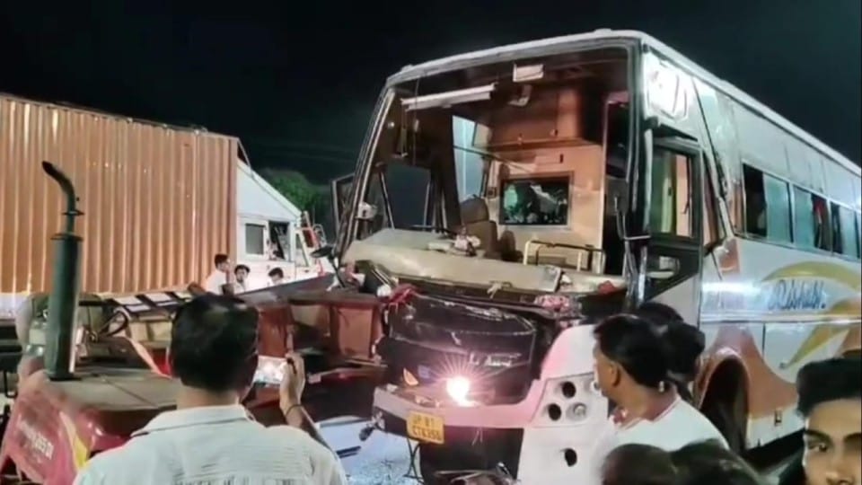 wedding procession bus collided with a tractor-trolley