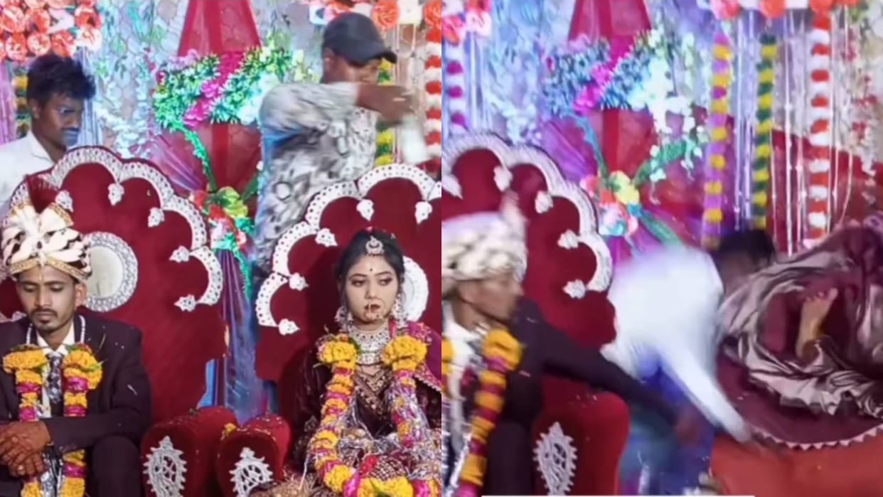 Bride gets humiliated during garland exchange baraati came to give blessings pushed the girl away Video Viral