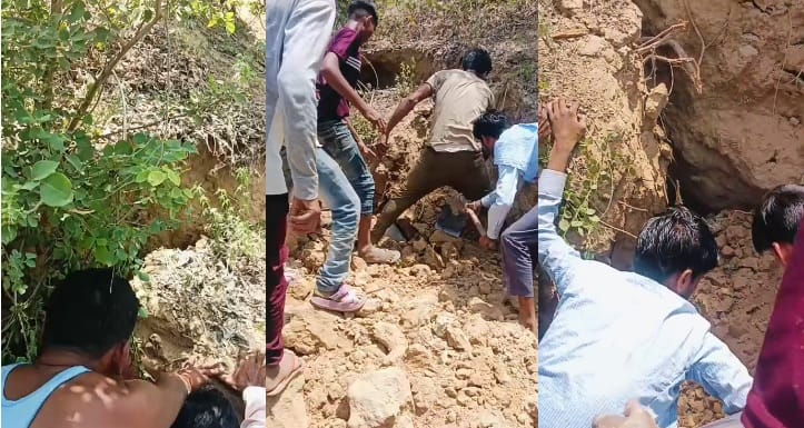 Farrukhabad Cousin sisters buried under a mound of soil one dead injured referred to Lohia Hospital