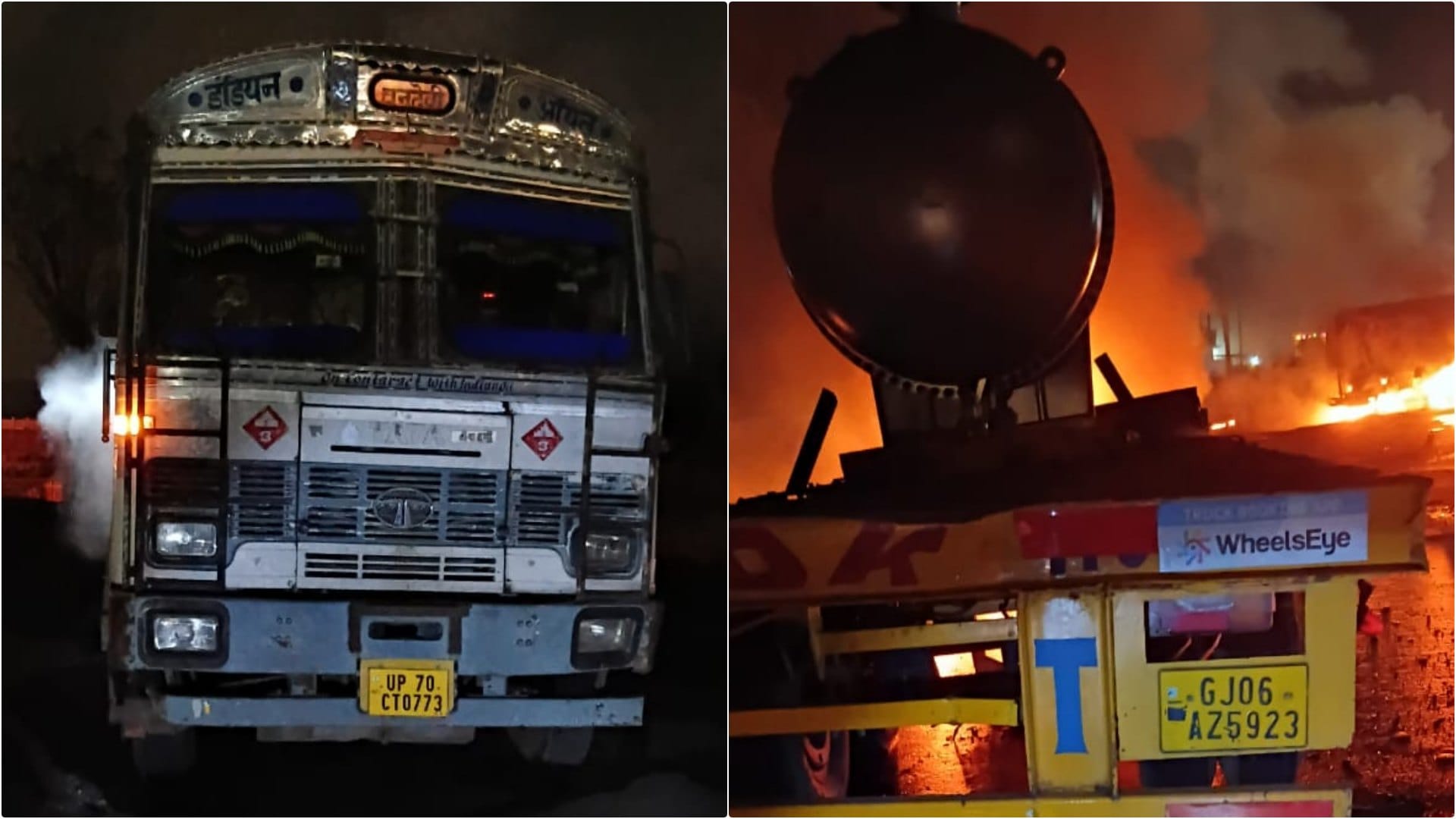 Rohtas News: Trailer collided with diesel tanker on NH-19, both vehicles burnt due to fire; chaos ensued