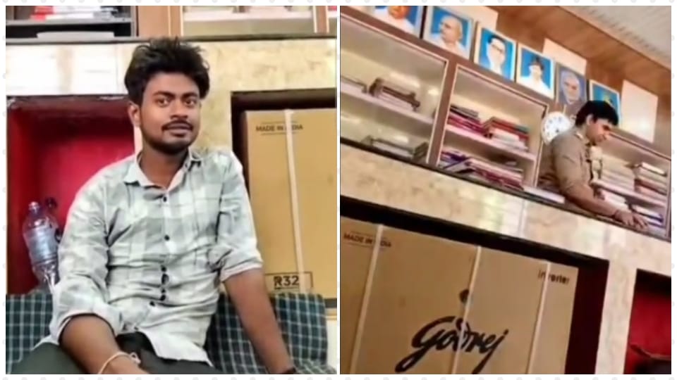 man arrest in illegal mining made a reel sitting in police station clerk reported to the line