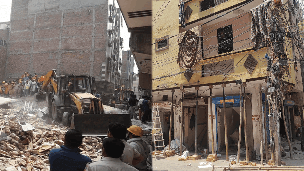 An illegal four-storey building will be demolished in Bihari Colony